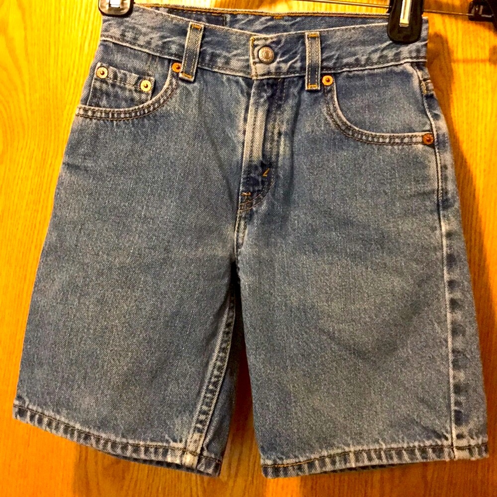 Levi’s vintage 550 size 7X boy’s relaxed 5 pocket denim blue jean shorts VGUC